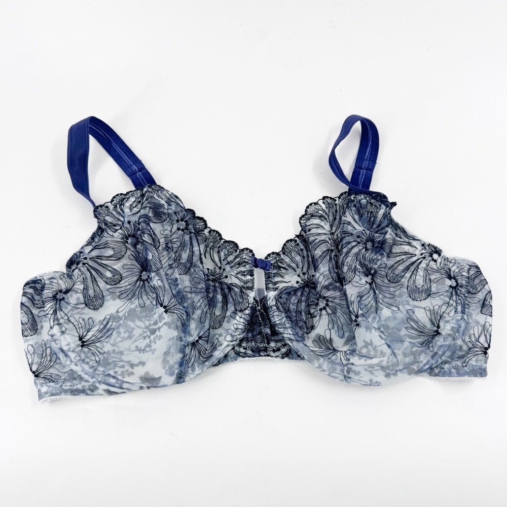 ✅ Paramour Ellie demi unlined lace bra size 40DD IN BLUE‎